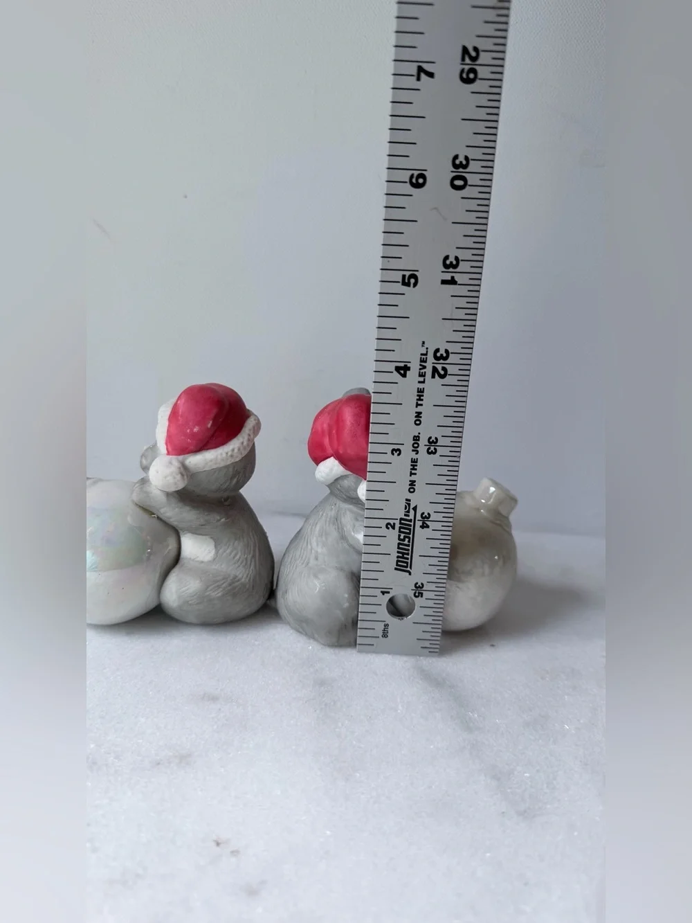 Holiday Ceramic Mouse Salt and Pepper Shaker Set - Iridescent White vintage